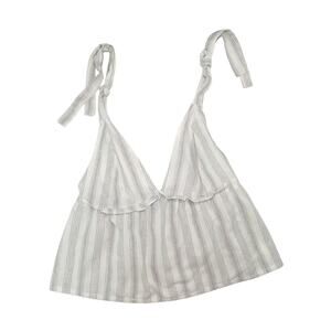 SHEIN Gray Striped V-Neck Tie Tank Top XS